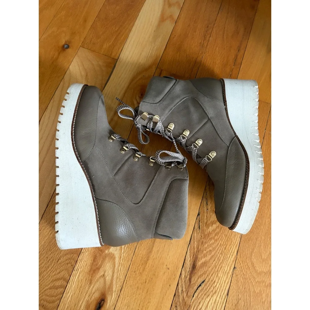 Cole Haan Zerogrand City Wedge Hiker Boots Taupe Gray Brown Color Size 9